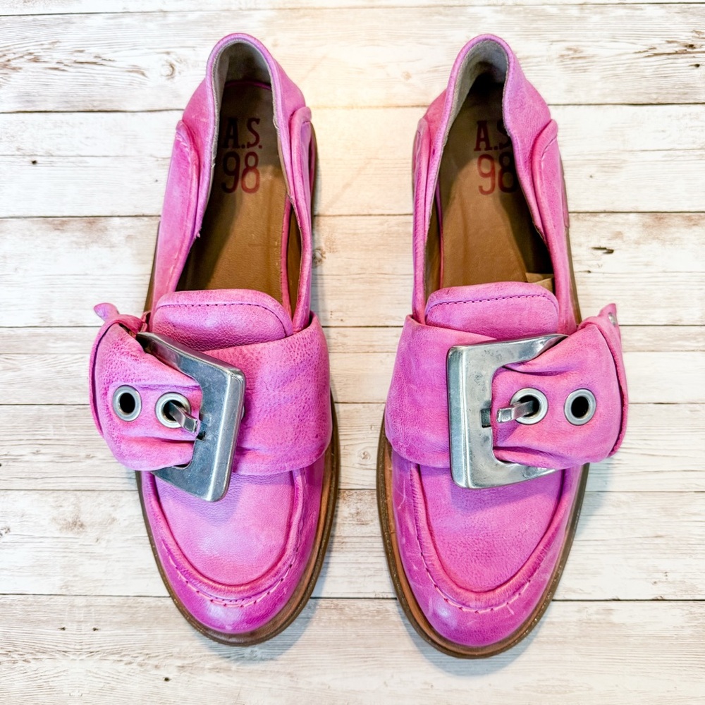 A.S.98 Thaine Loafer Flat Fuchsia Pink Leather Size 39 US 8.5-9 NEW - Picture 3 of 11